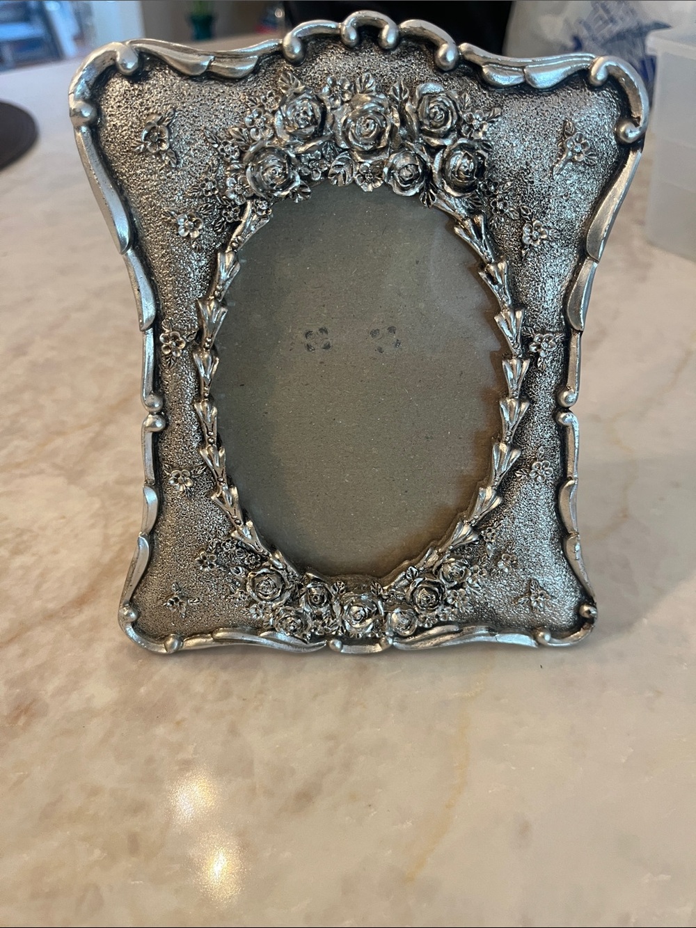 Ornate Silver Floral Picture Frame - Decorative Home Accent